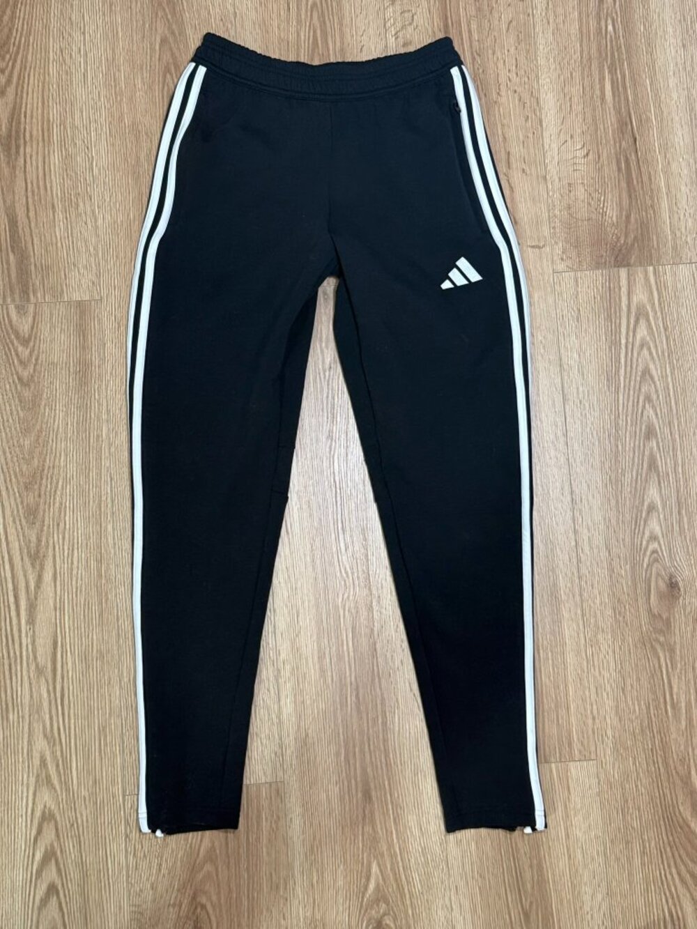 Adidas Tiro Track Pants Size S Black White 3 Stripes Zip Ankle Joggers